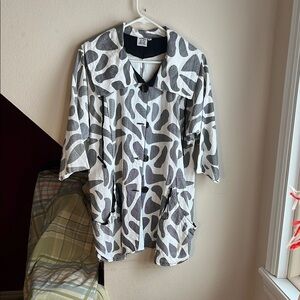 Lagenlook Art to Wear Bohemian 100% Cotton Abstract Graphic‎ Jacket